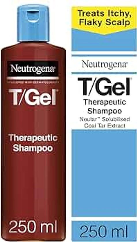 Neutrogena T/Gel Therapeutic Shampoo For Flaky, Itchy Scalp (1x 250ml), Anti-Dandruff Shampoo for the treatment of Scalp Psoriasis, Seborrheic Dermatitis and Dandruff, Medicated Shampoo for Itchy and Flaky Scalp