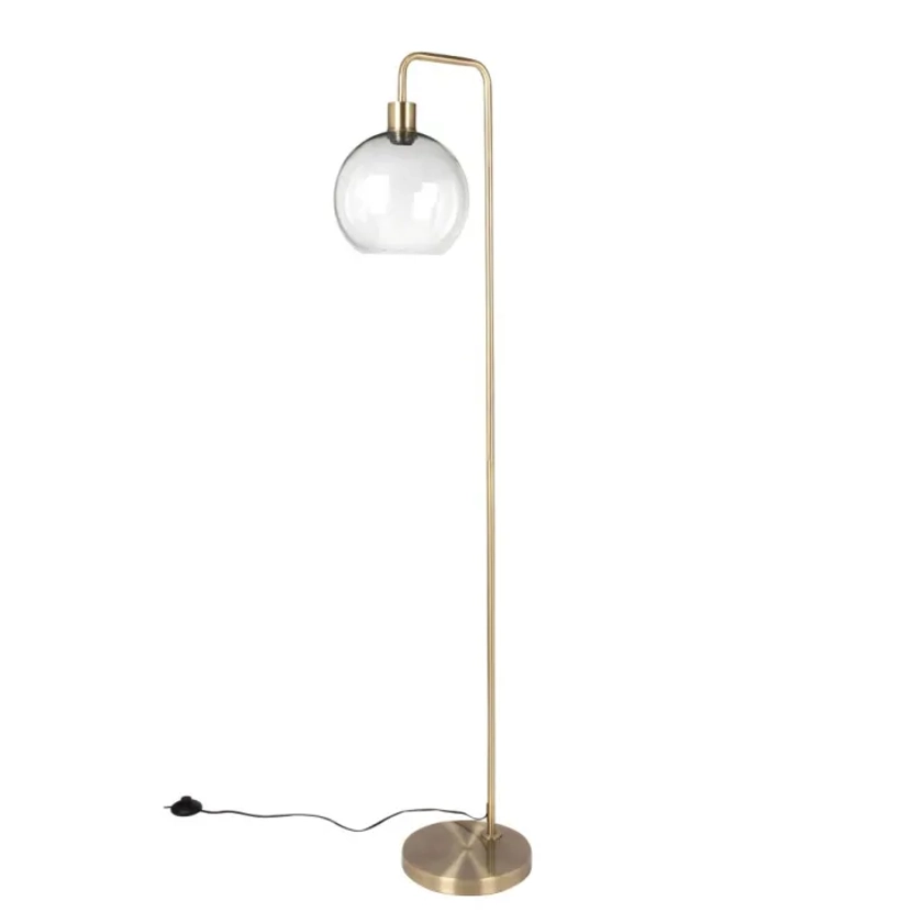 Lampadaire globe en verre et métal doré H155 Sacha | Maisons du Monde