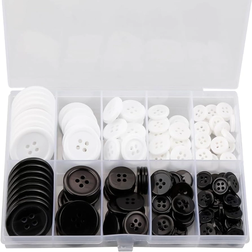 160 Pcs Black and White Buttons,Round Resin 4 Holes Sewing Crafts Decoration Buttons : Amazon.co.uk: Home & Kitchen