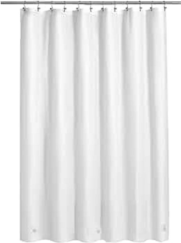 Barossa Design White Shower Curtain Liner - Premium PEVA, BPA & PVC Free, No Chemical Smell, Lightweight Shower Curtain with 3 Magnets, Metal Grommets - White, Standard Size