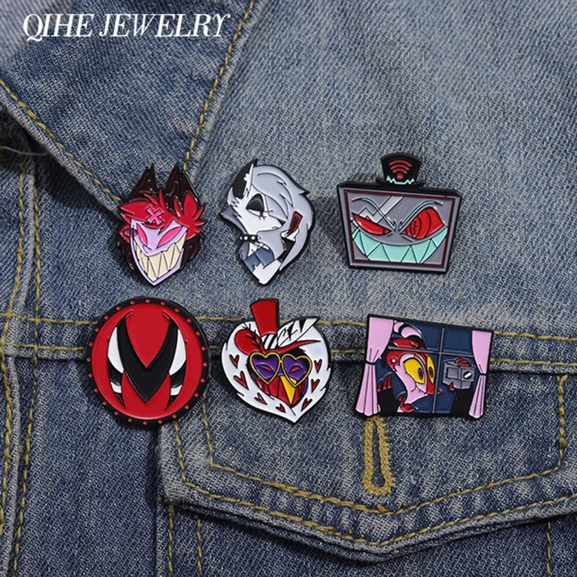 Fantasy Anime Hazbin Hotel Enamel Pins Custom Movie Inspiration Figure Badge Backpack Brooches Clothes Lapel Pin Jewelry Gift