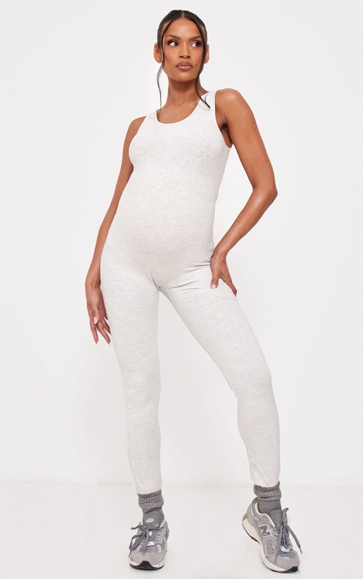 Maternity Oatmeal Marl Sleeveless Jumpsuit