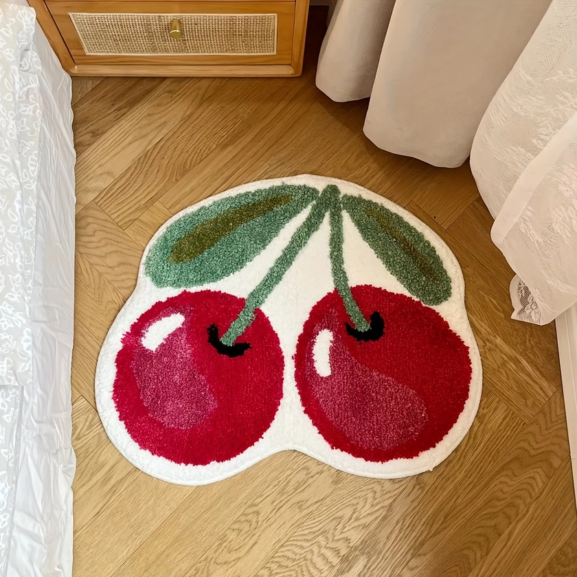 Machine Washable Cherry Shaped Tufted Bath Rug Soft - Temu