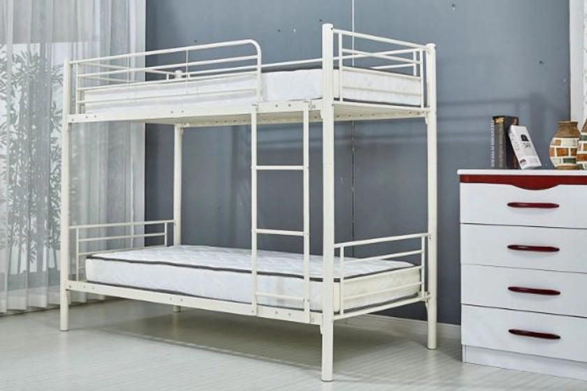 STELLA Steel Single-Single Bunk Bed Frame (White)