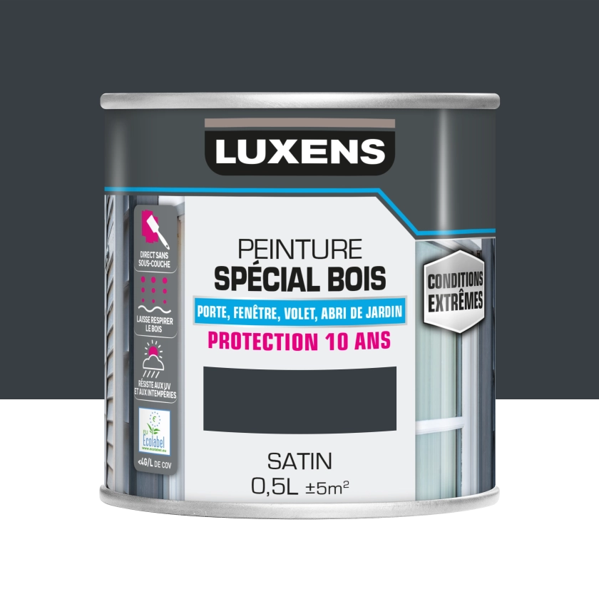 Peinture extérieure bois, mdf, osb Conditions extrêmes LUXENS anthracite satiné