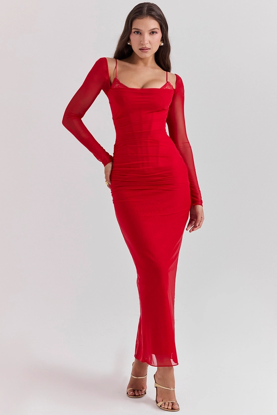 Clothing : Maxi Dresses : 'Katarina' Scarlet Maxi Dress