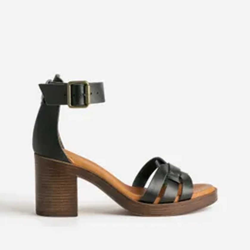 Sandale noire éco-conçue en cuir