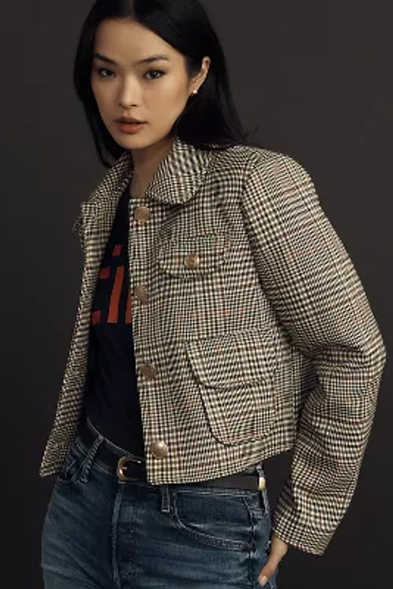 Avec Les Filles Cropped Plaid Lady Jacket