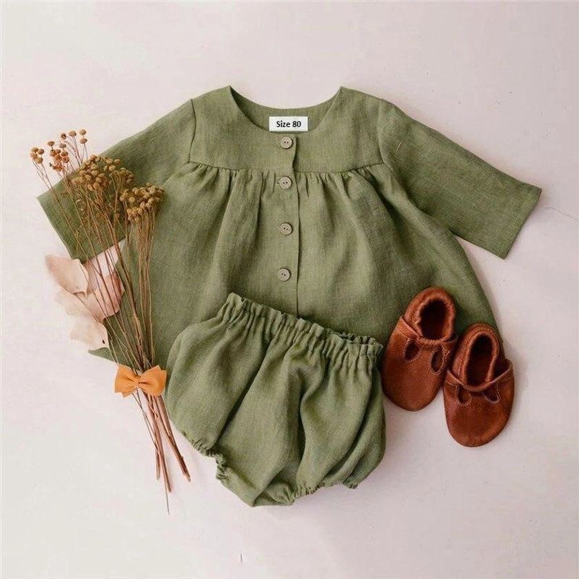 Linen Button Down & Shorts - Shop Online at Belle Baby