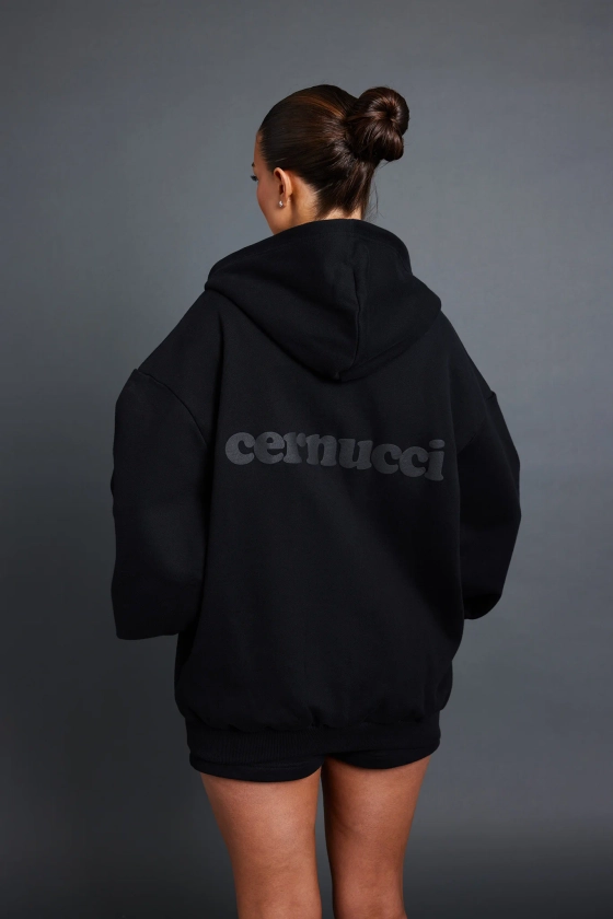 Oversized Zip Hoodie - Black