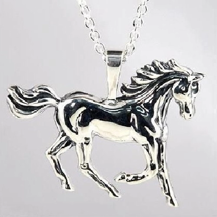 Prancing Horse Sterling Silver Pendant Necklace | Nature Jewelry
