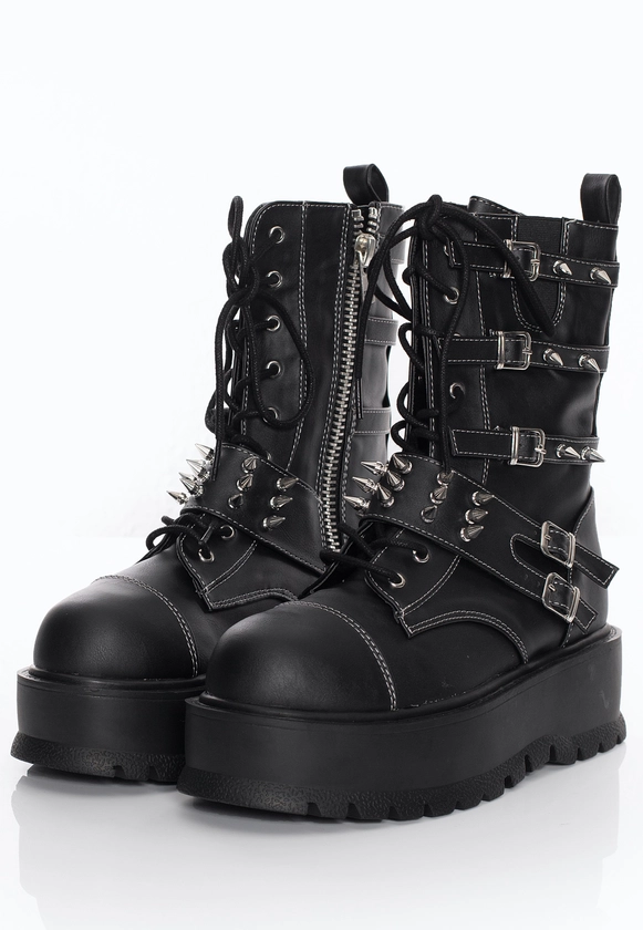DemoniaCult - Slacker 165 Black Vegan Leather - Sapatos de Mulher