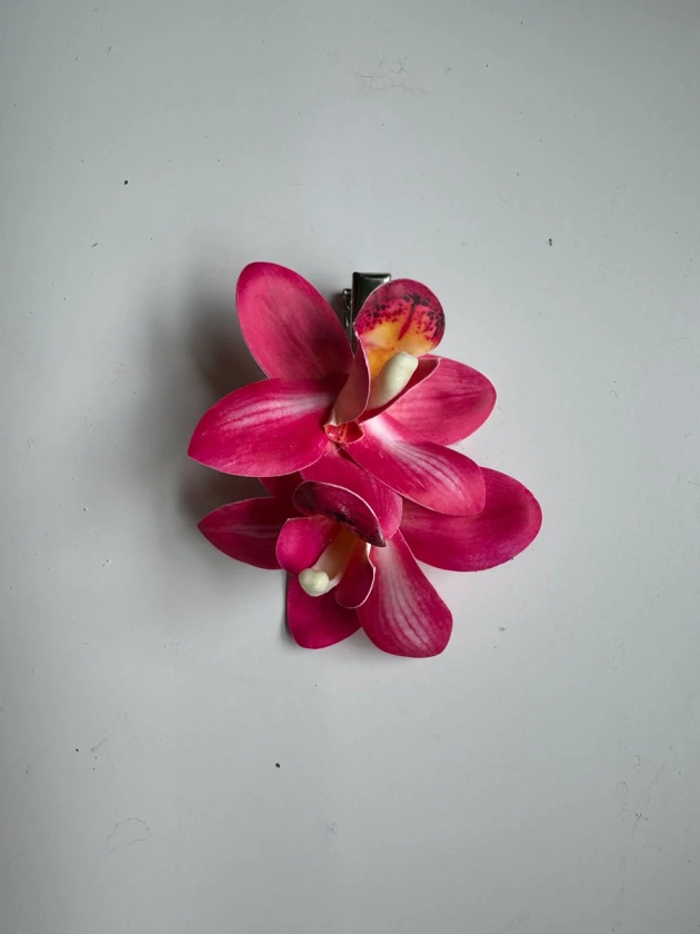 pink mini orchid hair clip