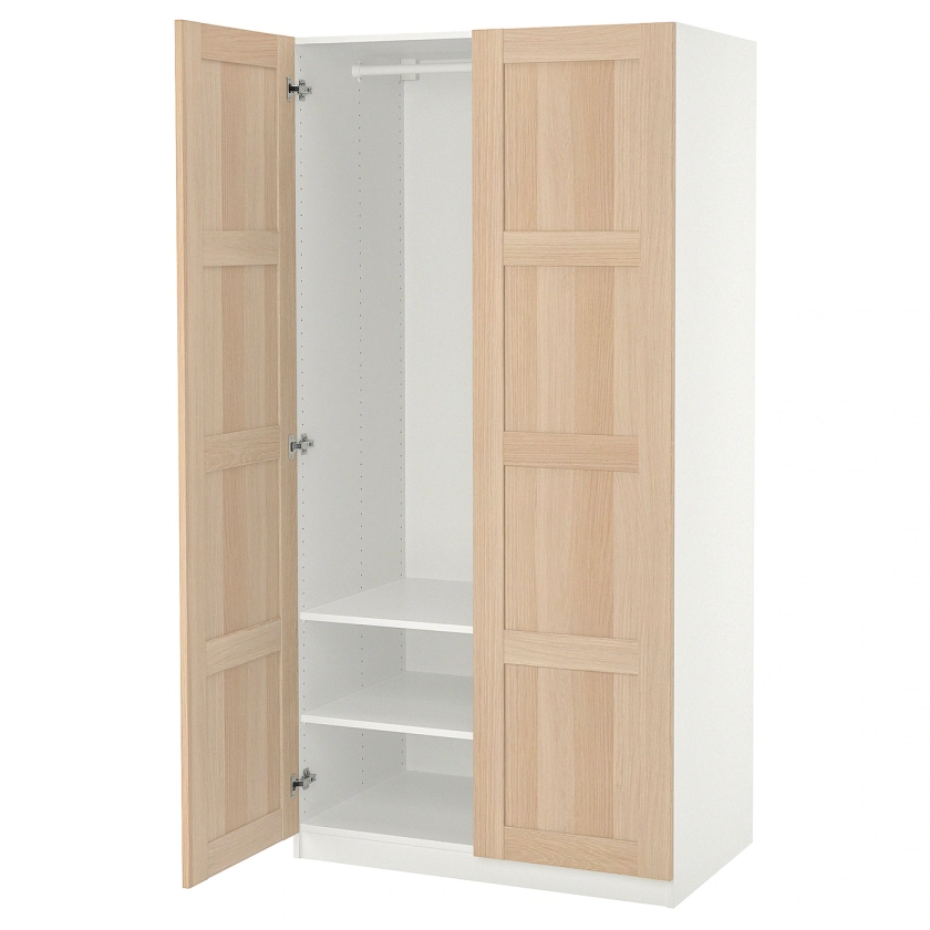 PAX / BERGSBO armoire-penderie, blanc/effet chêne blanchi, 100x60x201 cm - IKEA