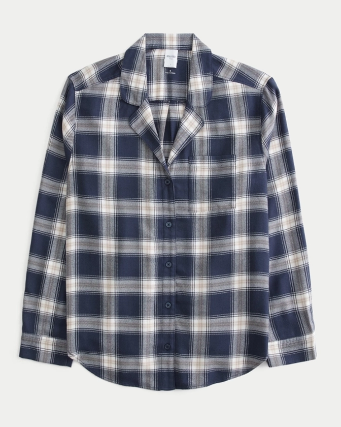 Women's Easy Long-Sleeve Flannel Pajama Top | Women's Sleepwear & Loungewear | HollisterCo.com