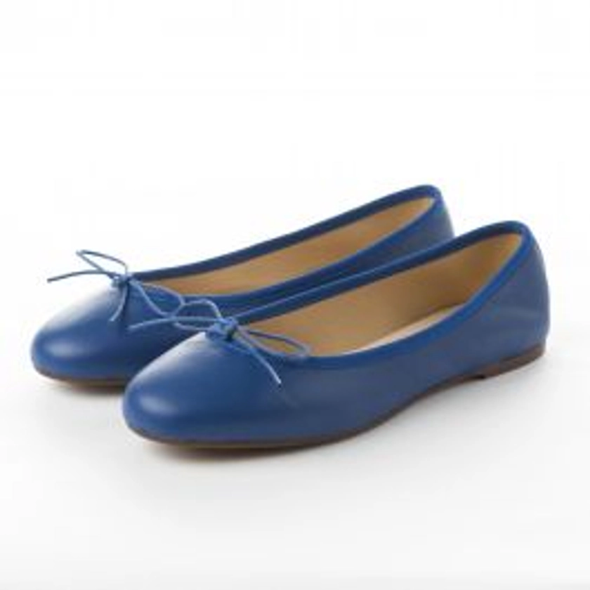 Royal blue leather ballet flat