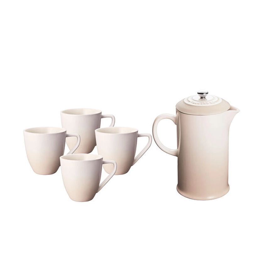 French Press and Set of 4 Minimalist Mugs