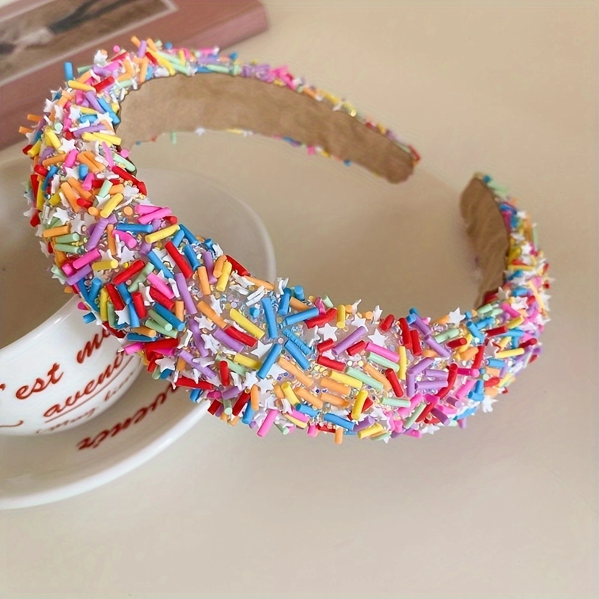 1pc Donut Brightly Colored Headband Korean Fashion Acrylic Fresh Cute Sweet Hairband For Women Hair Accessories
