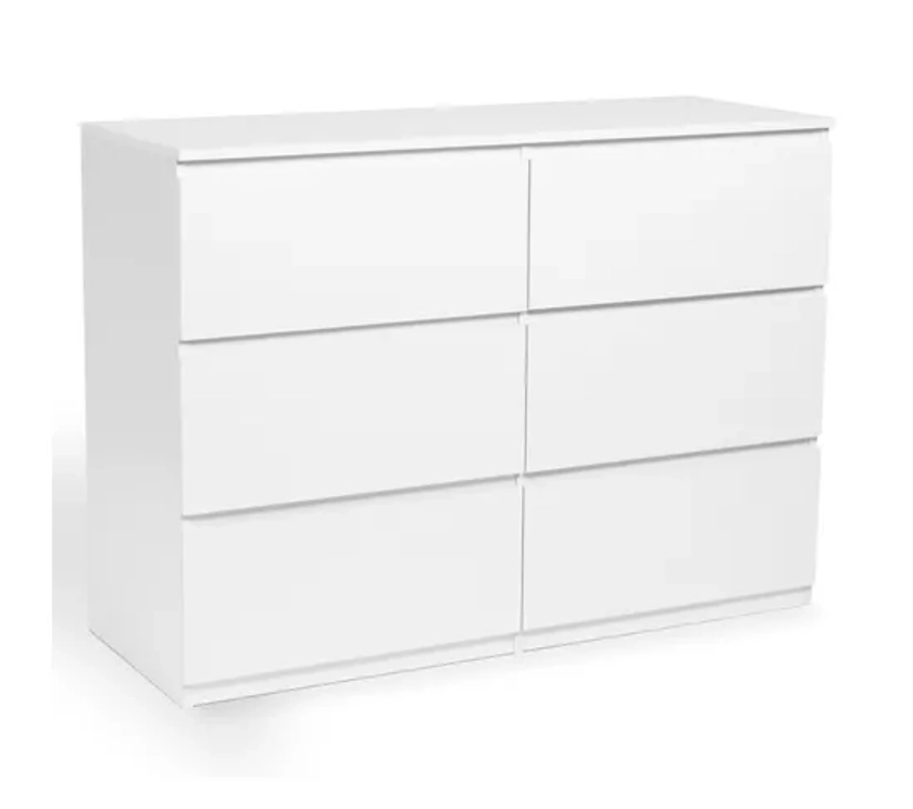 Commode 6 Tiroirs Tomi 110 Cm Bois Blanc - Commode - Chiffonnier BUT