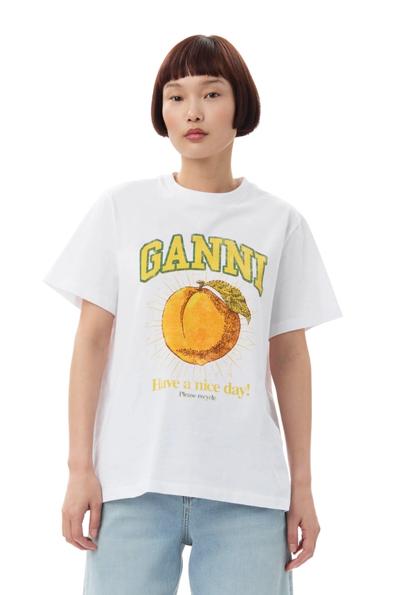 Bright White T-shirt décontracté Peach | GANNI FR