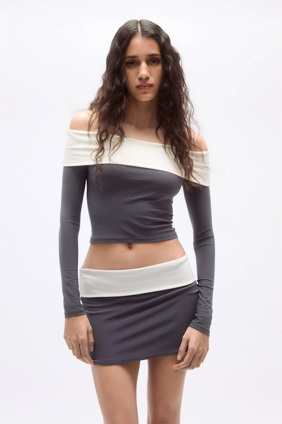 Reversible contrast mini skirt - pull&bear