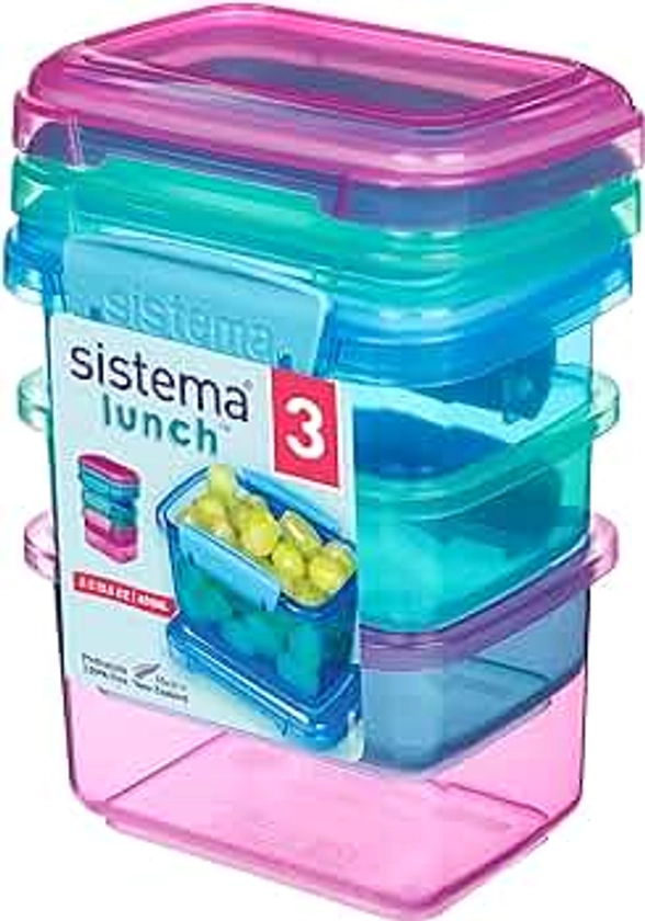 Sistema Lunch Food Storage Containers | 400 ml | Small Snack Pots | BPA-Free Plastic | Assorted Colours | Recyclable with TerraCycle® | 3 Count