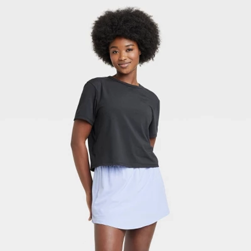 Women's Essential Crewneck Short Sleeve Top - All In Motion™ Black M