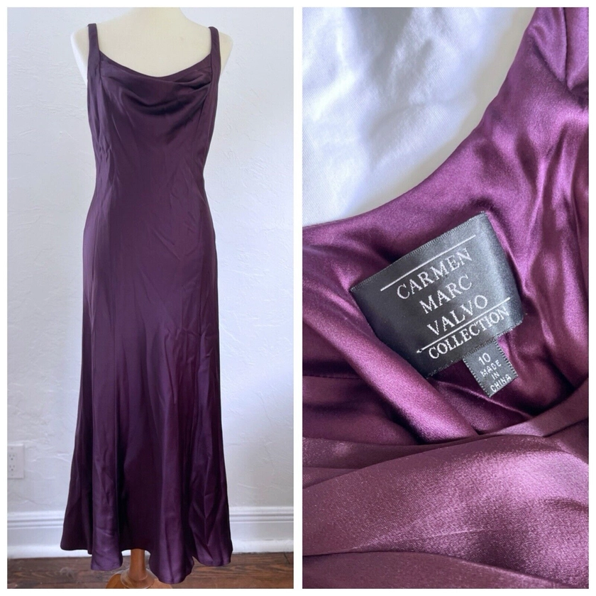 VTG Rare 90s Carmen Marc Valvo Collection Violet Silk Formal Dress Gown Sz 10 | eBay