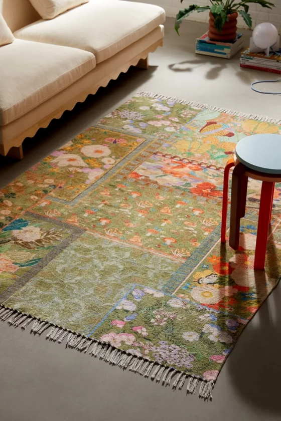 Colorful Floral Digital Printed Chenille Rug