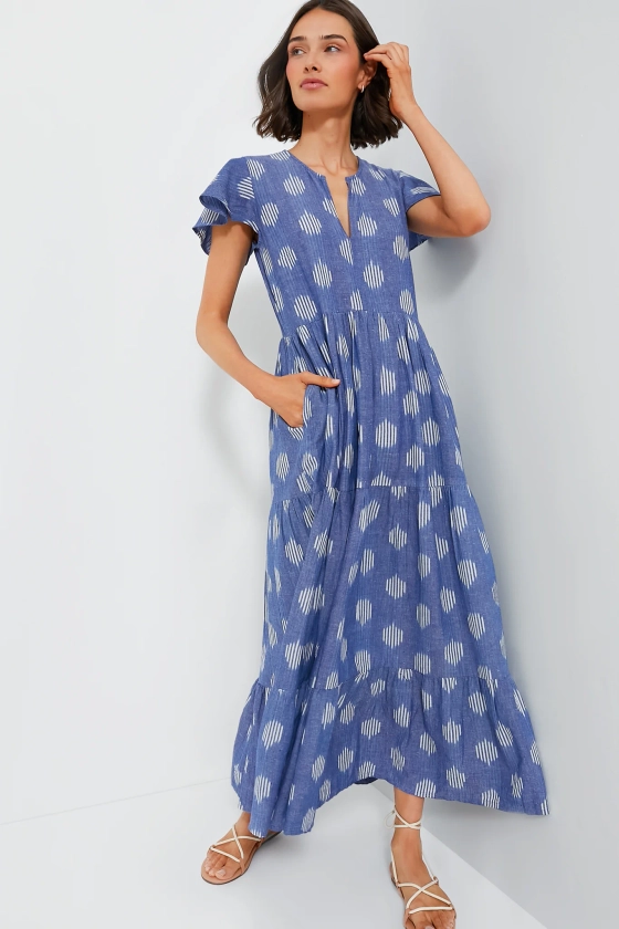 Chatham Blue V-Neck Maxi Dress | Oliphant