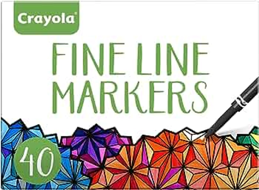 Crayola Fine Line Markers For Adults (40 Count), Skinny Markers For Adult Coloring Books, Thin Markers, Gift for Teens [Amazon Exclusive]