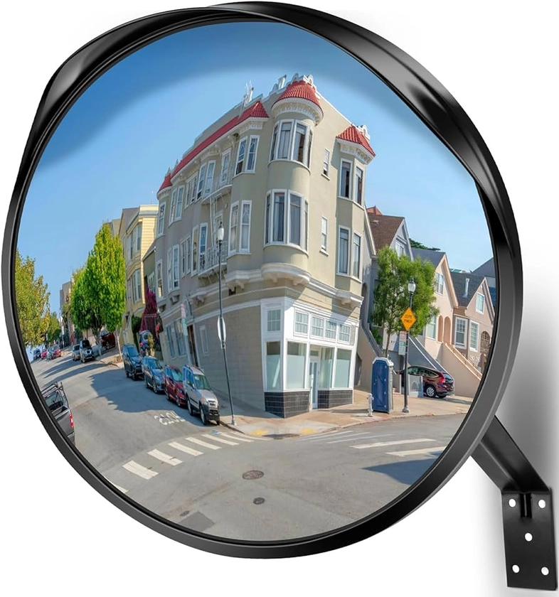 16" Convex Driveway Mirror, Upgrade Wide Angle View, Adjustable Blind Spot Mirror, Traffic Mirror, Security Mirror Indoor and Outdoor, Parabolic Safety Mirror