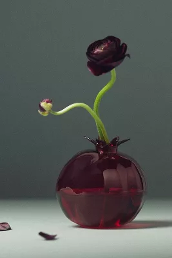 Autumn Glass Pomegranate Bud Vase