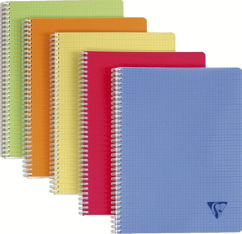 Clairefontaine 328325C Collection Linicolor Fresh Un Cahier à Spirale - 24x32 cm - 100 Pages Petits Carreaux - Papier Blanc 90 g - Couverture Polypro Transparent - Couleur Aléatoire