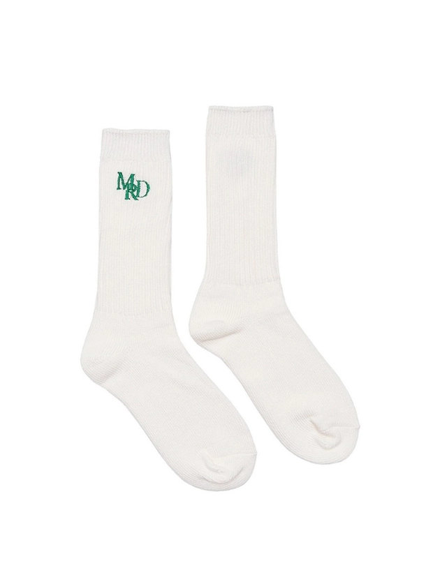 SOCKS MRD LOGO_WHITE GREEN - MARDI MERCREDI | 마르디 메크르디