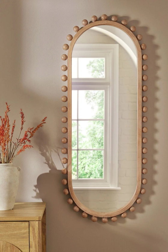 Buy Light Natural Wood Bobbin Full Length Wall Mirror from the Next UK online shop