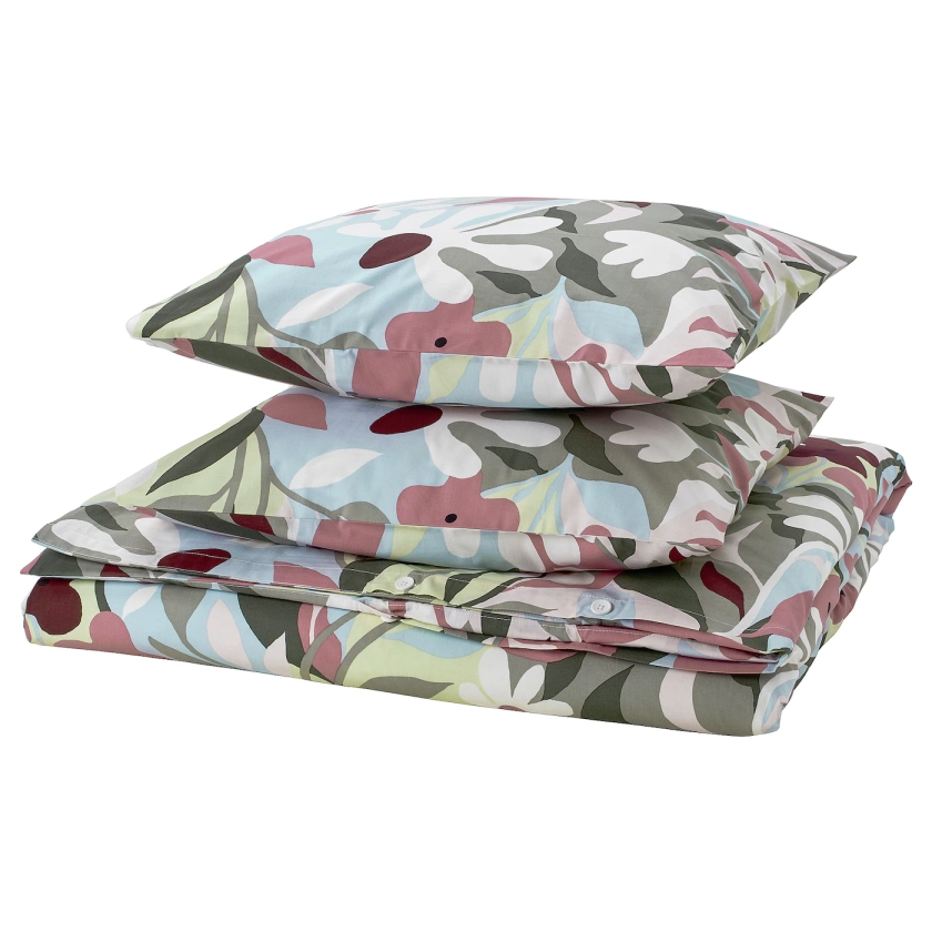 KORSKOVALL housse de couette et 2 taies, multicolore/motif floral, 240x220/50x60 cm - IKEA Belgique