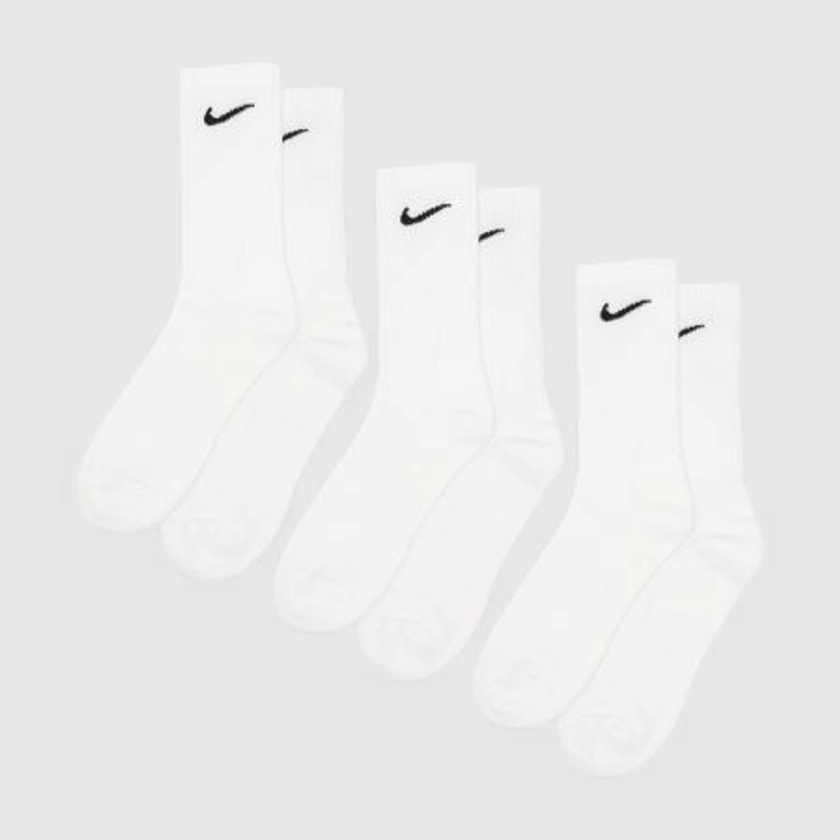 White & Black Nike Crew Socks 3 Pack Socks | schuh