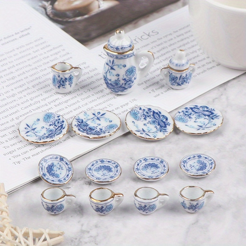 Set Té En Miniatura 15 Piezas Casa Muñecas Juego Porcelana - Temu Chile