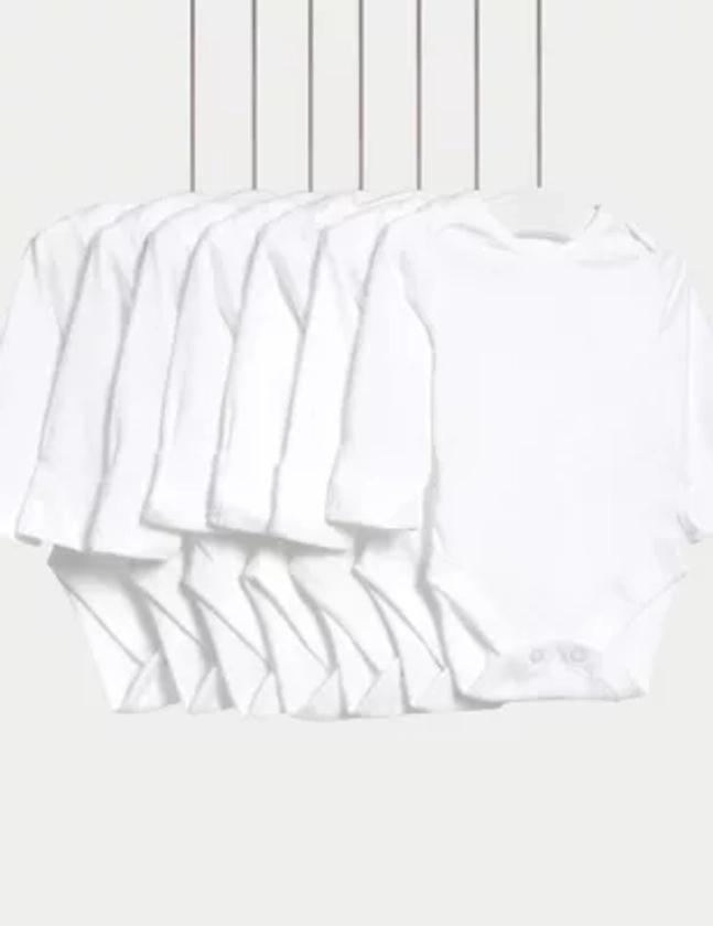 7pk Pure Cotton Long Sleeve Bodysuits (5lbs-3 Yrs) | M&S Collection | M&S