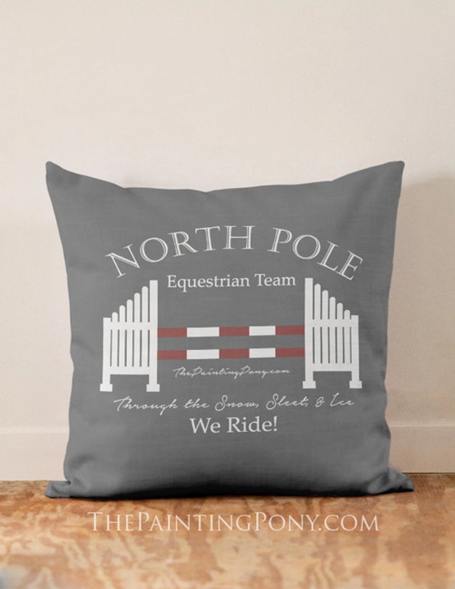 North Pole Equestrian Christmas Throw Pillow