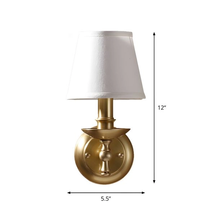 Style Classique Lampe Murale avec Abat-Jour à Seau en Tissu Éclairage Mural à 1 Ampoule en Métal en Or - 220 V-240 V Or