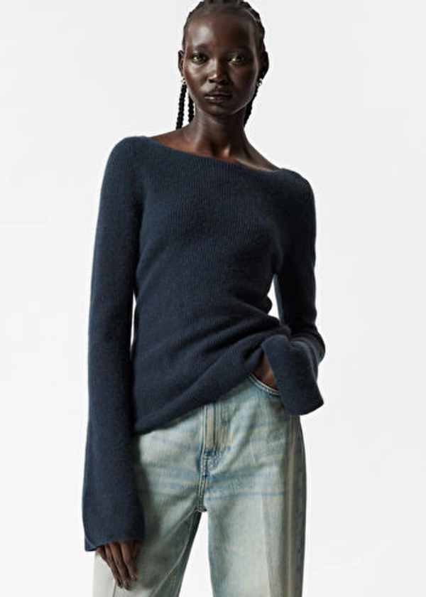 Bell Sleeve Cashmere Jumper - Navy - & Other Stories PT