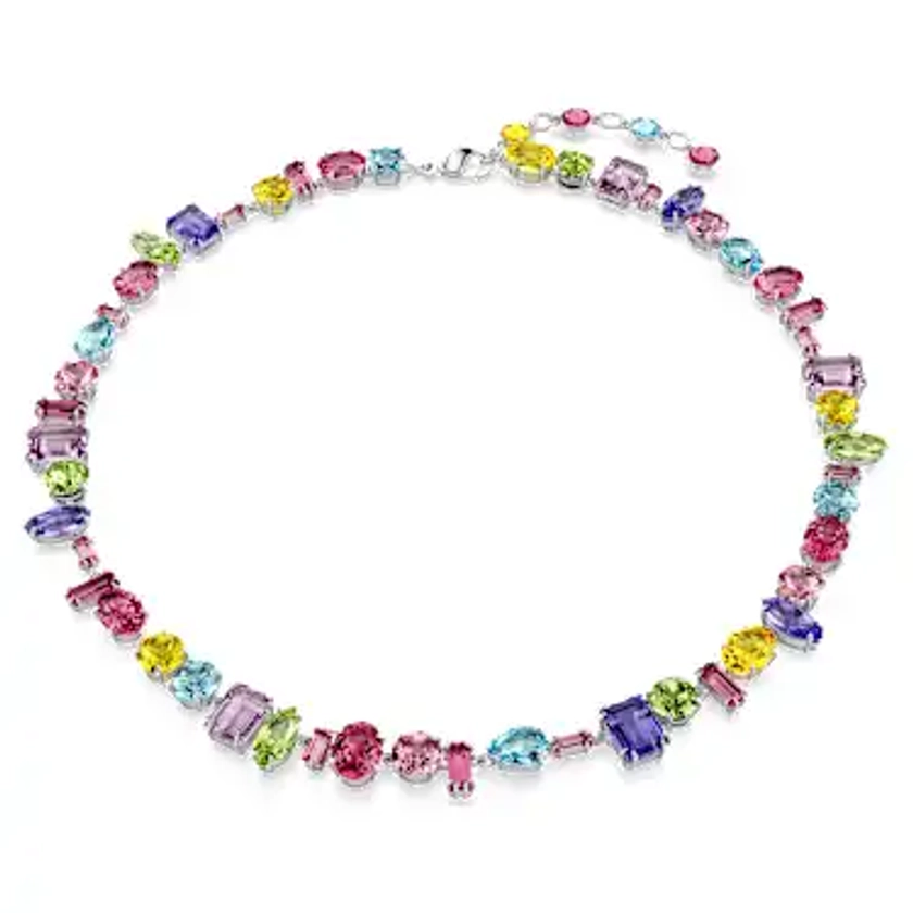 Gema necklace, Mixed cuts, Multicolored, Rhodium plated by SWAROVSKI