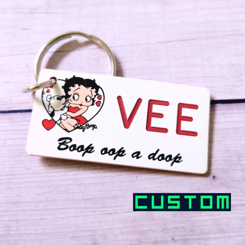 Personalized Betty Boop Keychain Custom Engraved Keytag Pudgy Heart Vintage Retro Cartoon Collectible Name Tag Fan Gift Key Ring - Etsy Australia