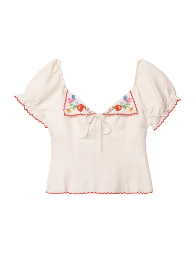 Didi Embroidered Top in Bouquet Embroidery Cream