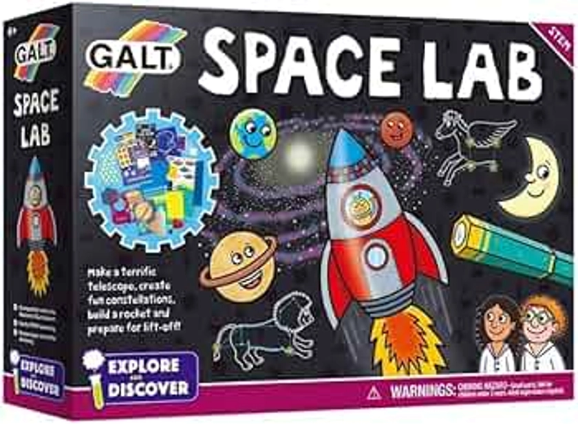 Galt Space Lab -Explore and Discover STEM Craft Kits for Kids, 12 Fun Experiments and Guide - Create Constellations, Launch a Rocket and More - Girls and Boys Childrens Science Set - Ages 6 Years Plus