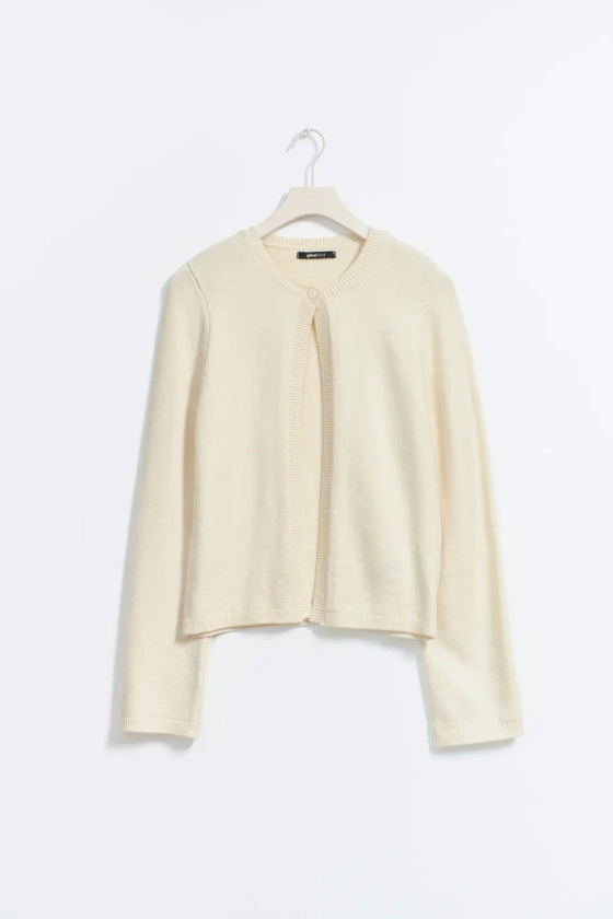 One button knit cardigan - Vit - Dam - Gina Tricot