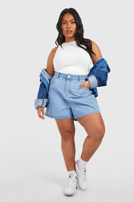 Plus Denim Mom Short