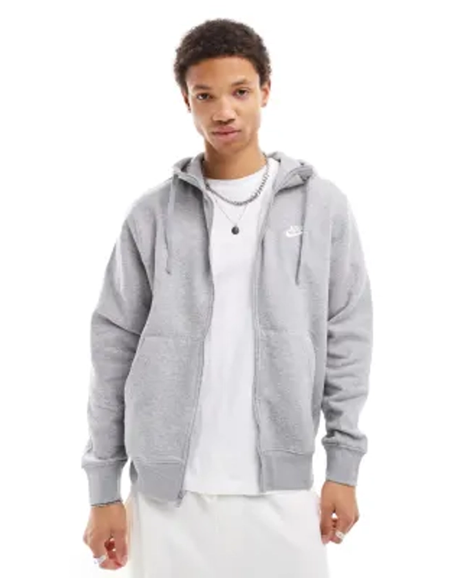 Nike - Club - Sweat à capuche à fermeture éclair - Gris | ASOS